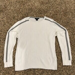 Men’s Calvin Klein Jeans White w/ Grey Stripe Crewneck Sweater - Size XL